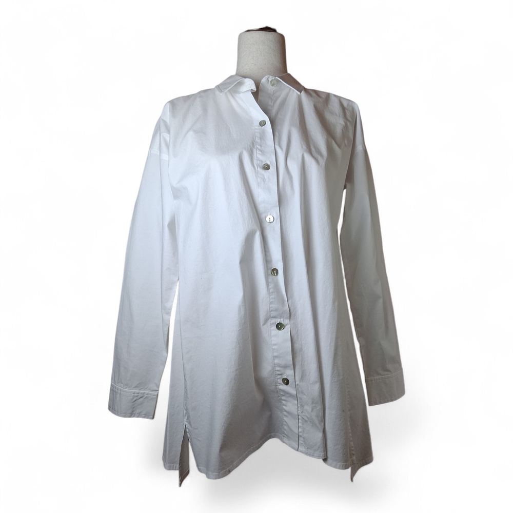 Eileen Fisher Women's White Cotton Button Up Shirt XS/TP